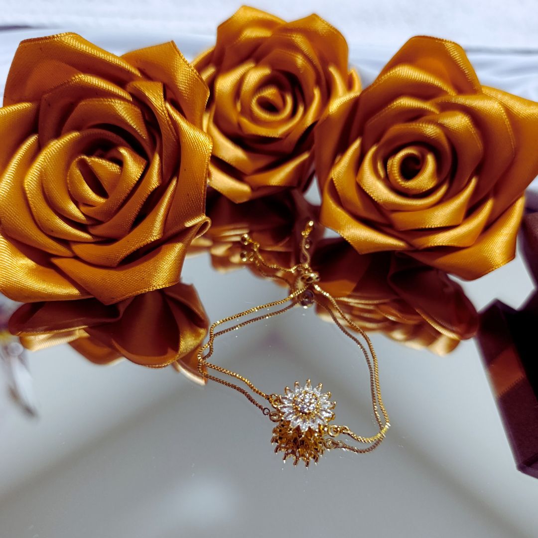 "Flor del Sol"✨ – Pulsera Girasol Radiante con Baño de Oro🪙