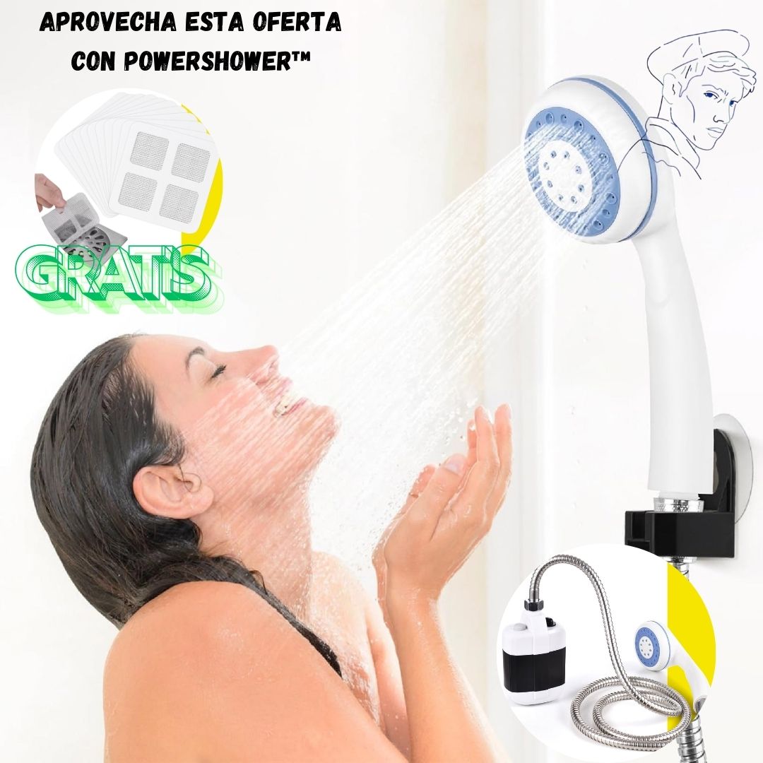 🚿⚡ DUCHA PORTATIL: PowerShower™ MAS Mallas Adhesivas Para Ducha Sifón X20