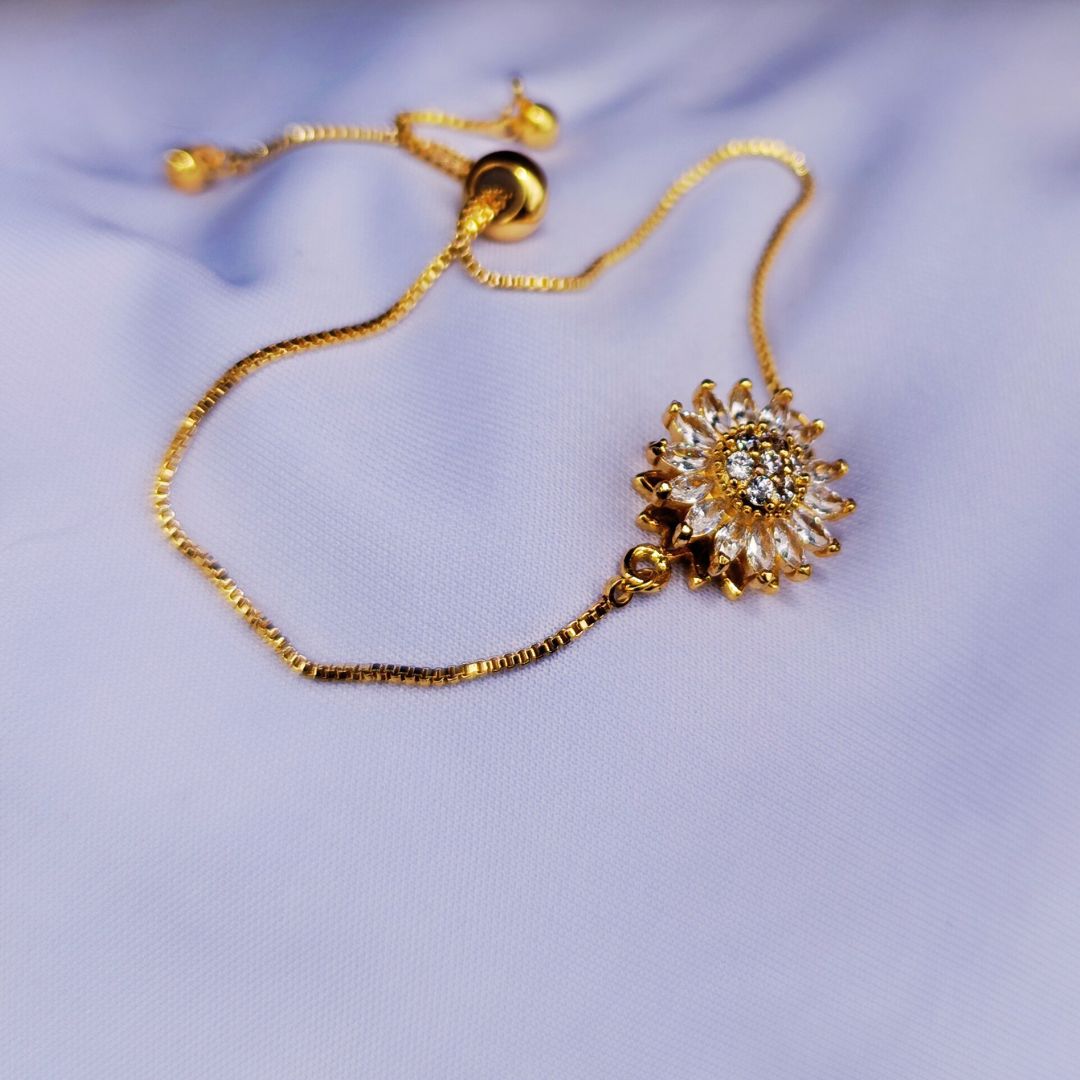 "Flor del Sol"✨ – Pulsera Girasol Radiante con Baño de Oro🪙